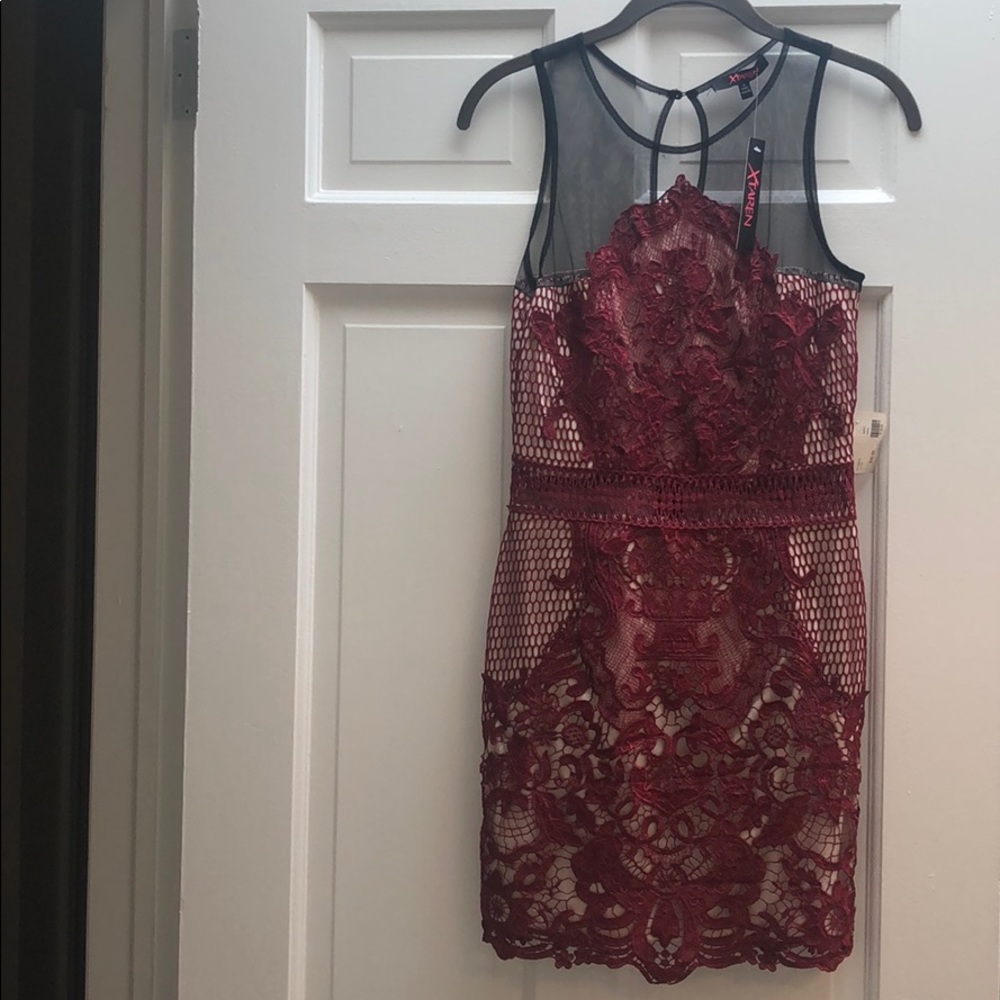 Burgundy lace dress